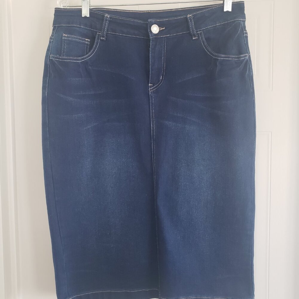 Be Girl Midi Denim Skirt SZ L - Picture 2 of 5